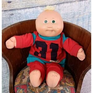 VTG 1983 Cabbage Patch Kids Preemie Doll Happy Face Head Mold 3, Lemon Tuff Hair